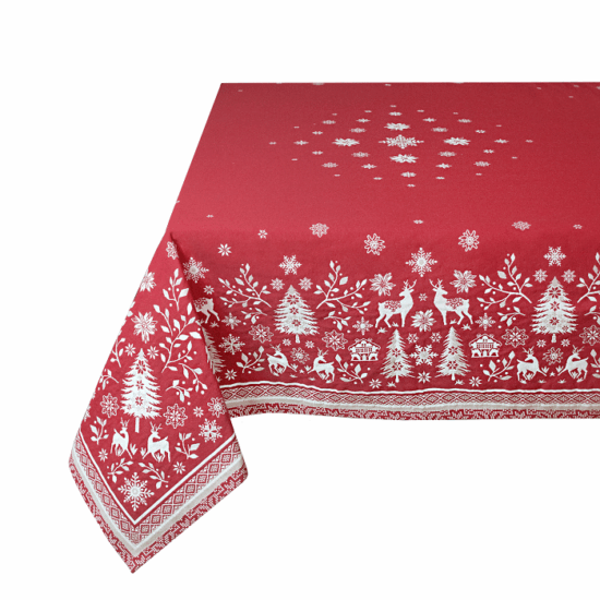nappe en jacquard collection Noël Vallée couleur rouge