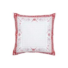 Housse de coussin Jacquard de la collection de Noël Minuit, coloris Ecru Rouge
