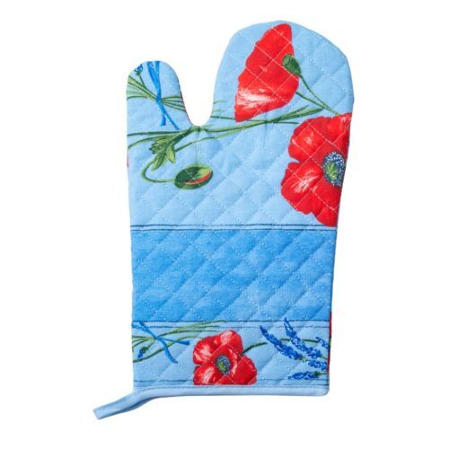 Moustiers Blue & Cream Cotton Oven Mitt by Tissus Toselli