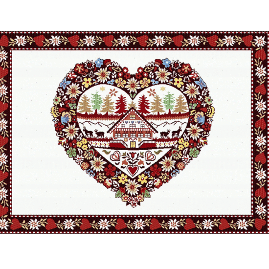 set de table tissé jacquard de la collection de Noël Plagne couleur Ecru