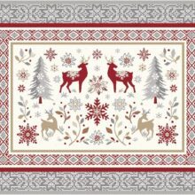 Set de table tissé jacquard Lin rouge, collection Noël & Montagne