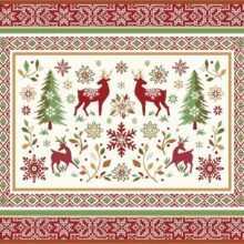 Set de table tissé jacquard rouge-vert, collection Noël & Montagne