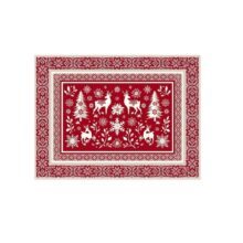 Set de table tissé jacquard rouge, collection Noël & Montagne