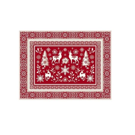 Set de table tissé jacquard rouge, collection Noël & Montagne