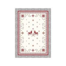 Torchon de cuisine imprimé en coton de la collection de Noël Vallée coloris lin rouge