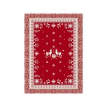 Torchon de cuisine imprimé en coton de la collection de Noël Vallée coloris rouge