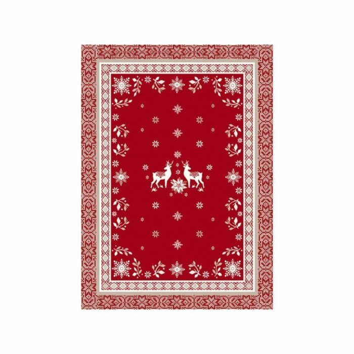 Printed kitchen Tea Towel, 100% cotton from the Christmas collection Vallée, red color.