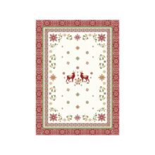 Torchon de cuisine imprimé en coton de la collection de Noël Vallée coloris rouge vert