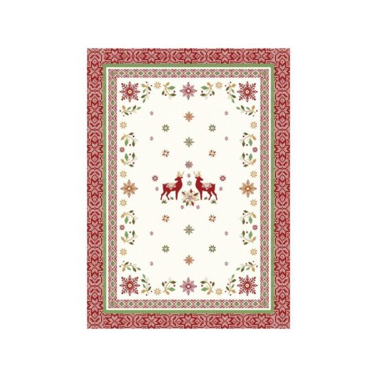 Printed kitchen Tea Towel, 100% cotton from the Christmas collection Vallée, red-green color.