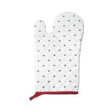 Gant-Calisson-ecru-rouge Gant de cuisine en coton écru rouge avec motifs Calissons