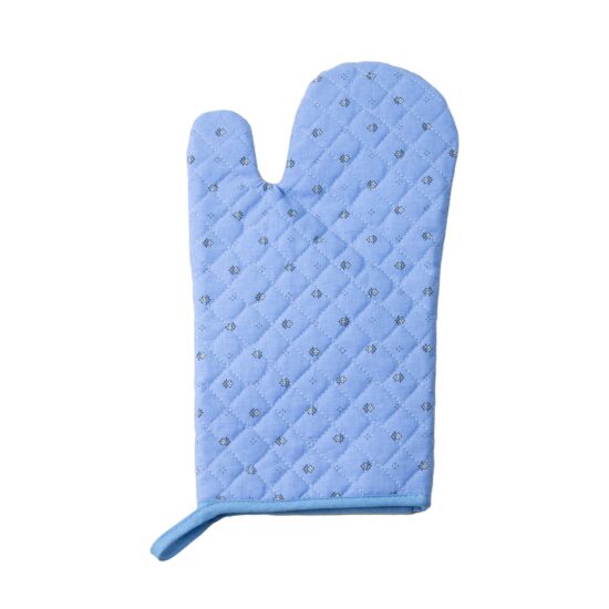 Cotton oven glove, lavender ecru with calisson pattern.