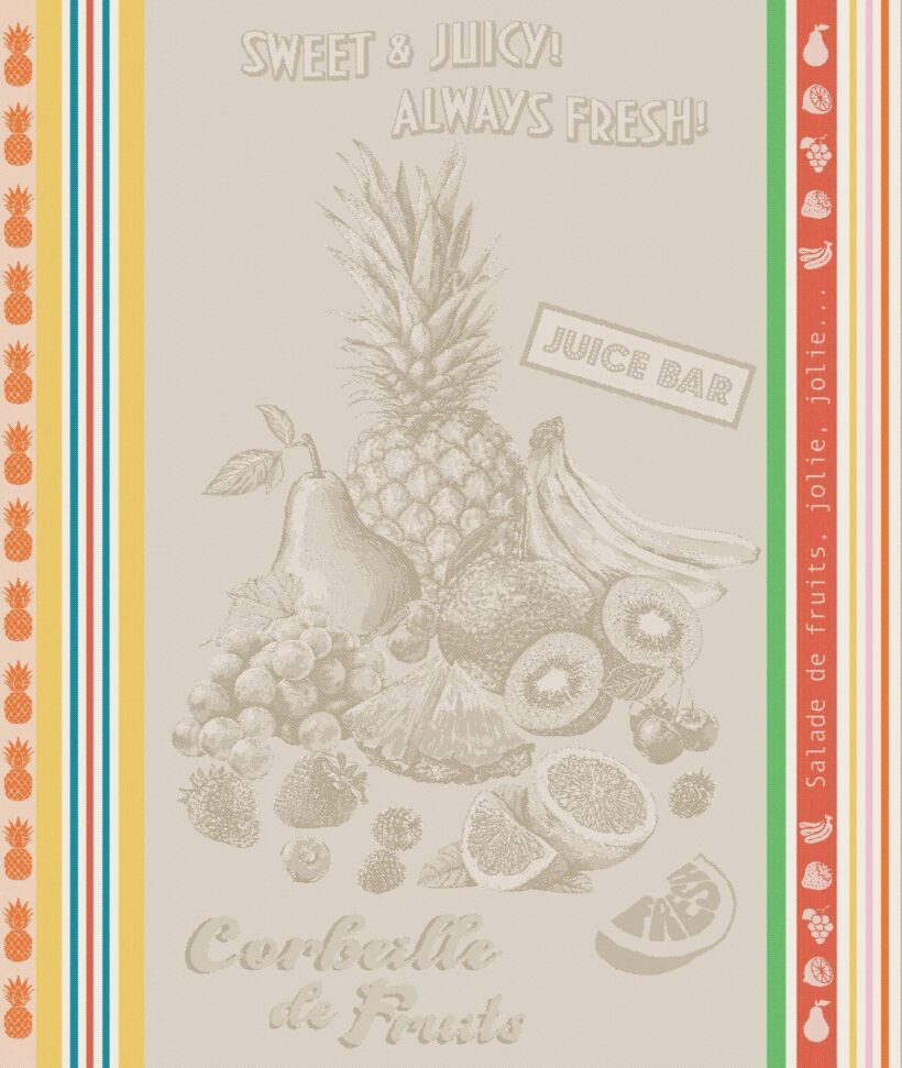 Jacquard Tea Towel with Tuttifrutti pattern.
